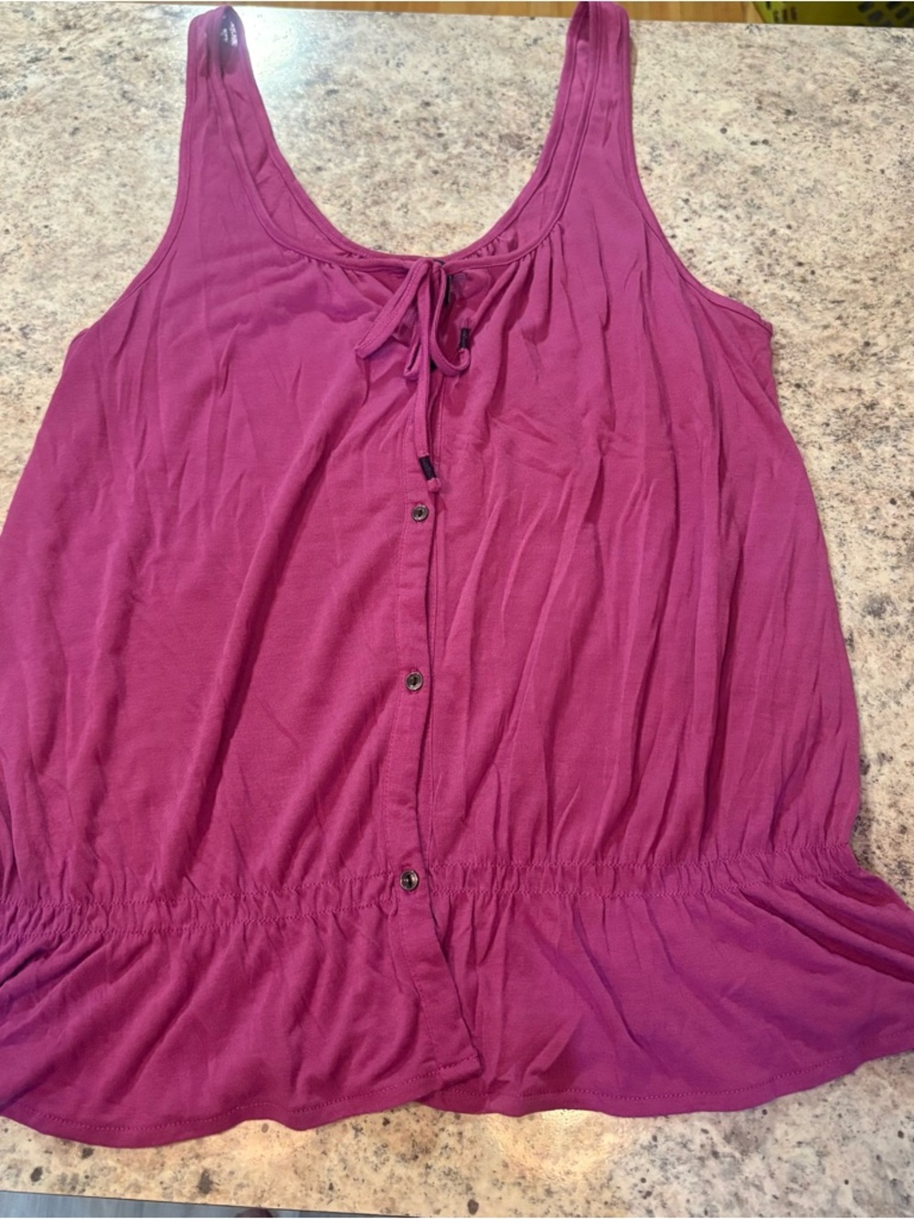 American Eagle Women’s Sleeveless Tie-Front Button Tank Top - Magenta